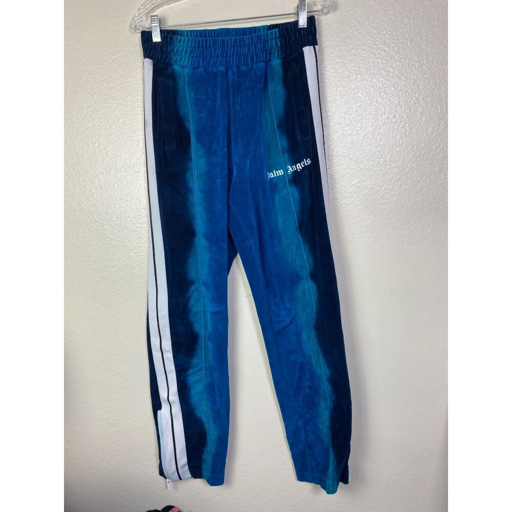 Palm Angels Blue Tie Dye Velour Track Pants Size Large Tracksuit Athleisure